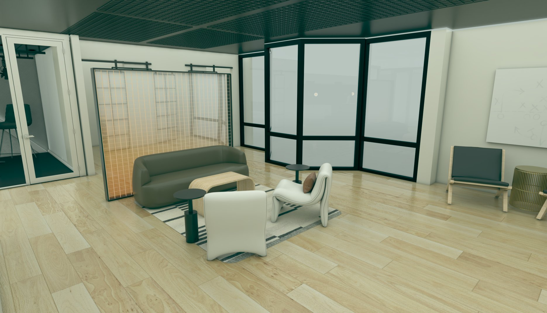 Lounge seating and streaming-ready space